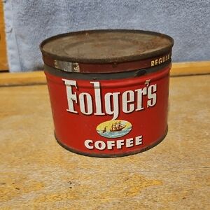 Folger's Clipper Ship logo 1950's Coffee Tin w/Lid (Used)